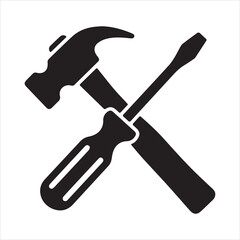 Crossed hammer and screwdriver icon symbolizing repair and construction work