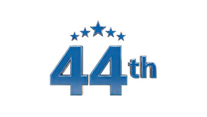 44th Anniversary Celebration with Stars on White Background