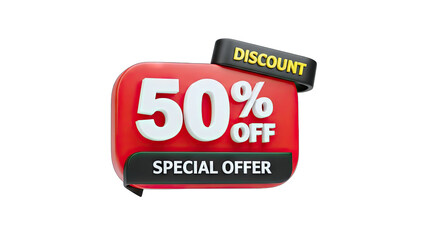 50% Off Special Offer Discount Badge on White Background