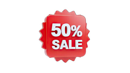 50% Sale Badge on White Background