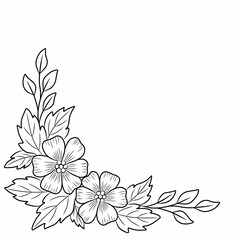 abstract floral background, hand drawn floral corner border perfect for greeting cards, wedding invitation, decoration