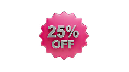 25% Off Discount Badge on White Background