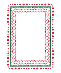 Festive Watercolor Border with Red waves and Dotted Pattern.Illustration Isolated on white background.