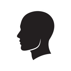 Human Head Silhouette in Simple Minimalist Style with High Contrast Black and White for Icon or Logo