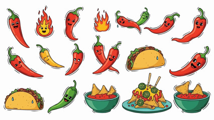Spicy Chili Peppers and Mexican Food Fiesta Collection.