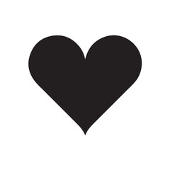 Black Heart Silhouette Simple Solid Black Iconic Symbol for Valentines Day