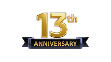 13th Anniversary Celebration - Golden Numbers on White
