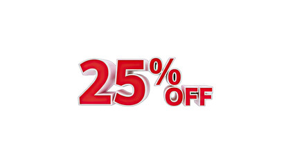 25% Off Discount - Red Numbers on White Background