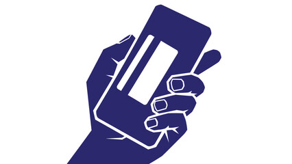 Illustration of a human hand holding a credit card, a graphic representation of digital payment and finance.