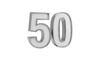 3D Render of the Number 50 on White Background