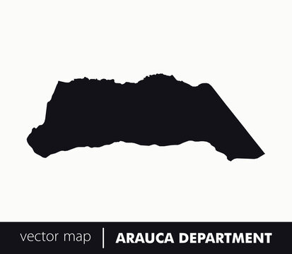 Minimal silhouette map of Arauca Department, Colombia with Arauca capital. Ideal for plains landscapes, border regions, education and geographic visual projects.
