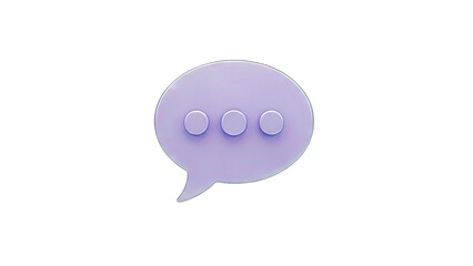 3D Purple Speech Bubble with Dots on White