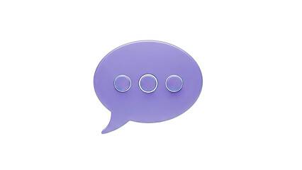 3D Purple Speech Bubble on White Background