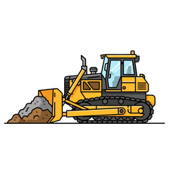 durable yellow bulldozer pushing earth in construction site with detailed machinery design