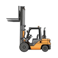 Detailed illustration of a compact forklift with realistic design and shading emphasizing