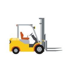 Modern yellow forklift elevating cargo with ergonomic design and operational safety features