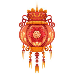 Chinese New Year Lantern Watercolor Illustration