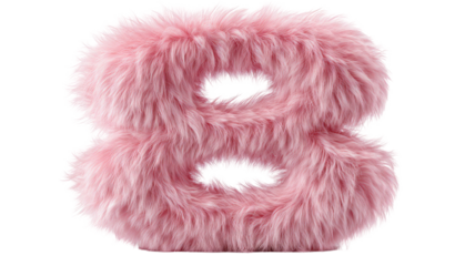 Pink fluffy fur alphabet letter B soft fuzzy 3D typography realistic texture render detail isolated on white background
