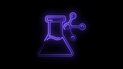 Glowing neon science laboratory glass beaker and molecular structure futuristic background loop - Powered by Adobe