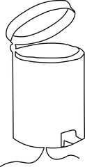 Open trash bin vector illustration single continuous line Art 