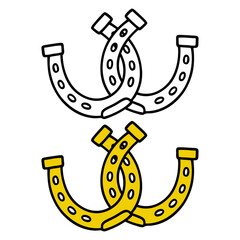 Símbolo suerte. Dibujo sencillo con líneas de dos herraduras enlazadas © teracreonte