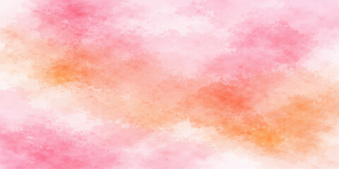 Vibrant abstract watercolor background featuring a pink and orange grunge texture on vintage paper with a colorful smoke pattern and light yellow space for design