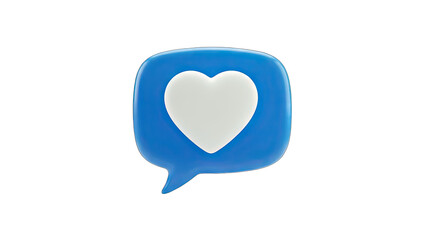3D Heart in a Speech Bubble on White Background