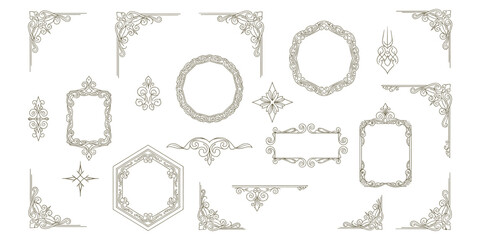 Vintage Filigree Frame Collection Ornamental Corners and Victorian Borders