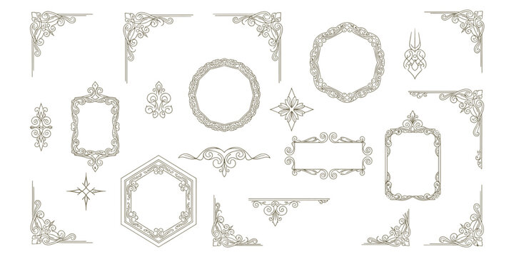 Vintage Filigree Frame Collection Ornamental Corners and Victorian Borders