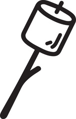 A simple graphic representation of a marshmallow on a stick, offering a clean, versatile design. The illustration would be ideal for adding a touch of sweetness to any visual content.