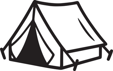 A minimalist illustration depicts a camping tent, inviting outdoor exploration and a sense of adventure, perfect for travel-themed design projects.