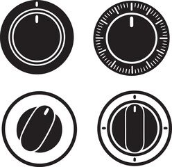 Set of elegant vector silhouette rotary controls and adjustment dials for modern graphic design projects and user interfaces