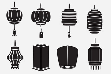set of chinese lantern good for icon, symbol, element design, silhouette design, etc