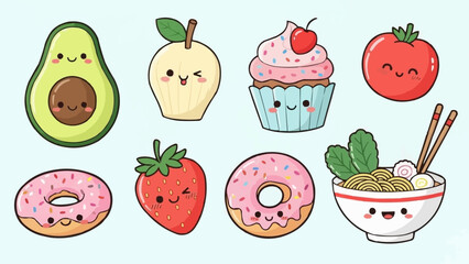 Cute Kawaii Food Characters Collection.