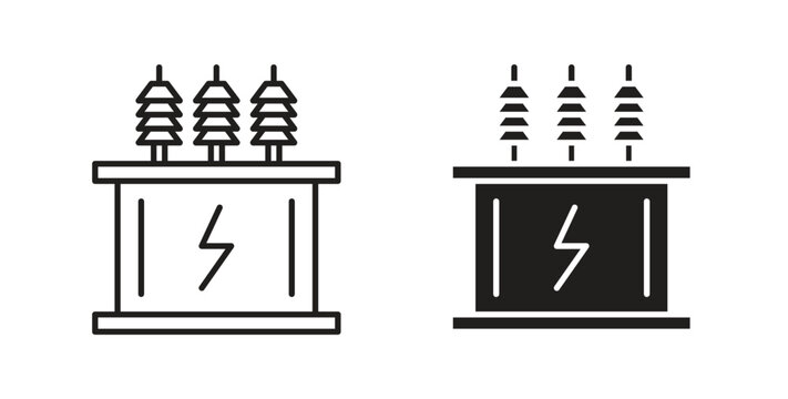 Transformer icon with glyph and line. black vector icons for Web UI