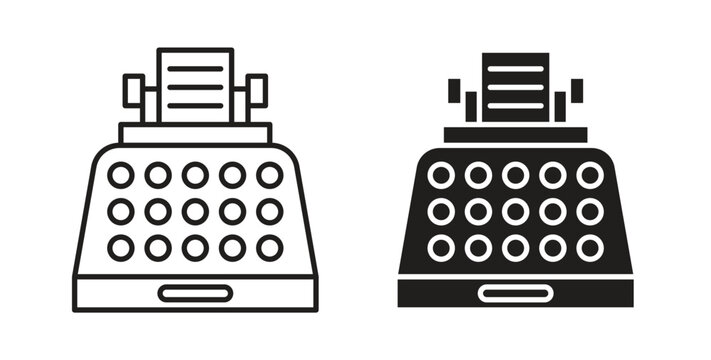 Typewriter icon with glyph and line. black vector icons for Web UI