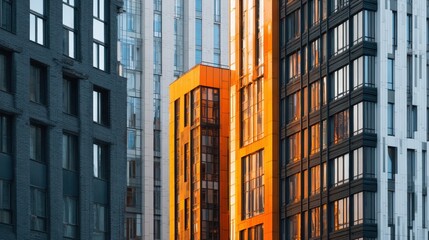 Fototapeta premium Building structures of modern urban architecture close-up.