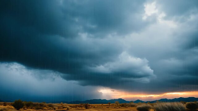 timelapse beautiful cloudscape, purple storm cloud drifting over vast wasteland