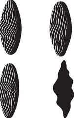 Abstract Oval Shapes with Organic and Wavy Line Textures on White