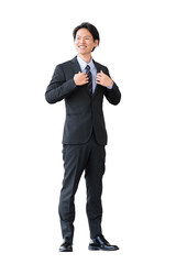 スーツ姿の男性ビジネスマン・全身（背景透過PNG）