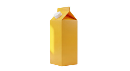 Minimalist 3D of an orange juice carton with matte finish on a transparent background