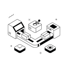 Grab this amazing isometric illustration of packaging process in trendy style