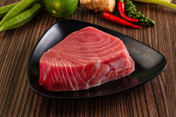 Raw fresh red tuna steak fillet