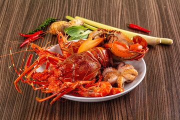 Seafood plate - lobster, crab, prawm octopus