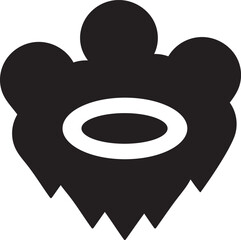 Abstract graphic design depicting a stylized head with a prominent halo in a simple silhouette vector format