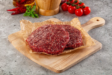 Raw beef burger cutlet for grill