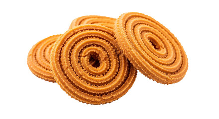 Traditional Indian chakli snacks isolated on a transparent background