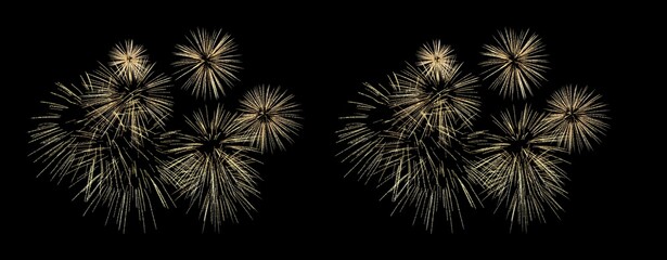 Golden Fire works in night sky