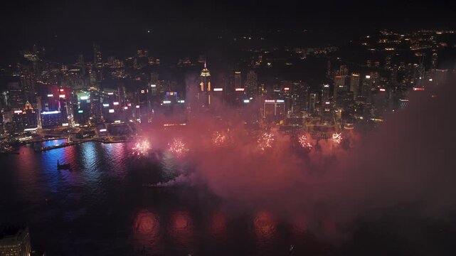 Hong Kong Fireworks national day aerial