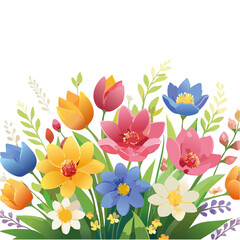 colorful spring flowers vector graphic design